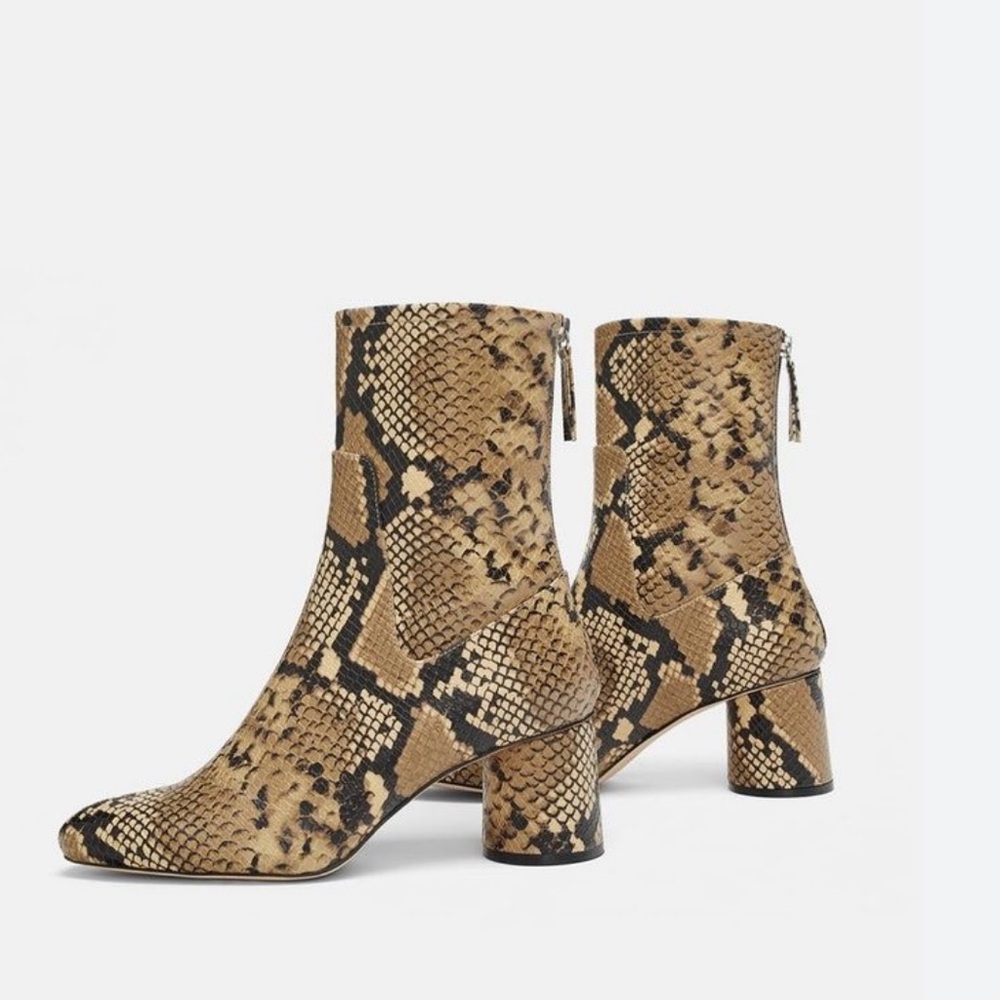 Snakeskin heel boots
